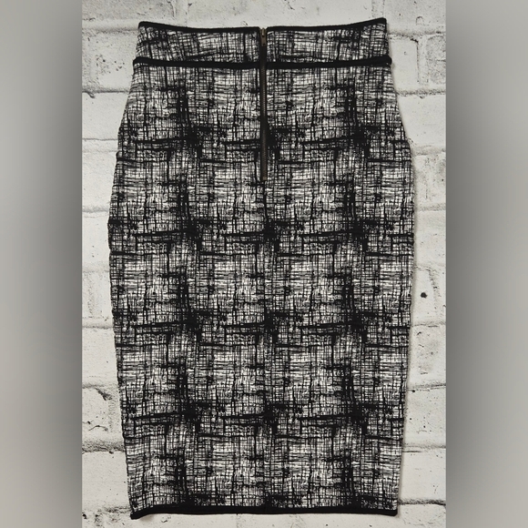 Faith & Joy NY Black White Grid Pencil Skirt Stretch Career Work Small - Picture 6 of 10